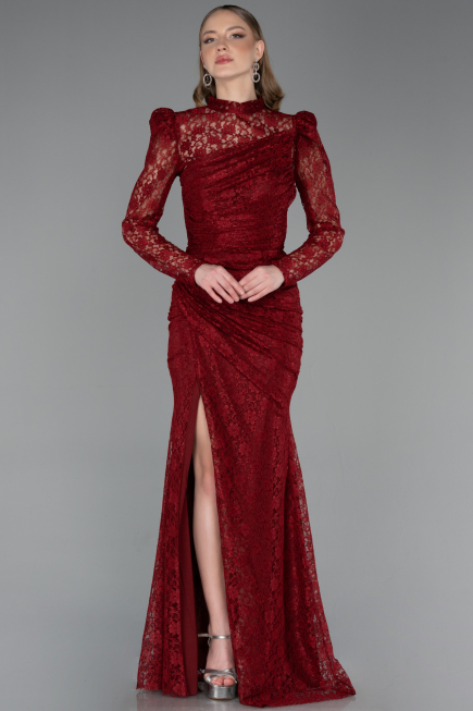 Long Burgundy Dantelle Evening Dress ABU6050