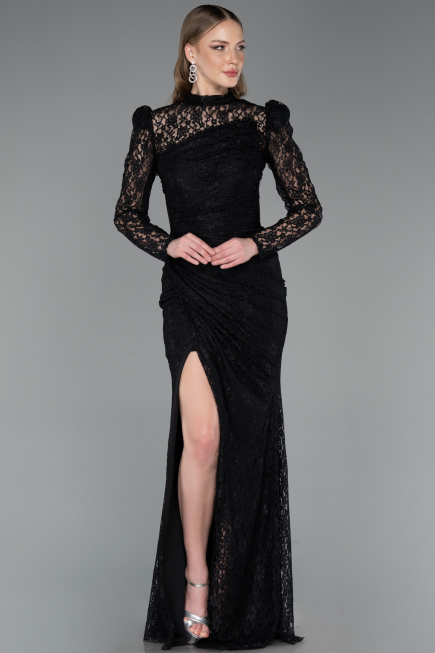 Long Black Dantelle Evening Dress ABU6050