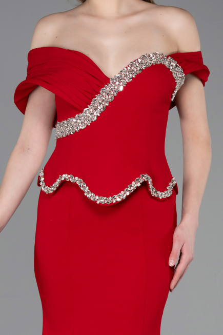 Long Red Mermaid Prom Dress ABU6046