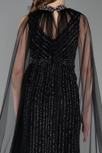 Long Black Stony Evening Dress ABU6052