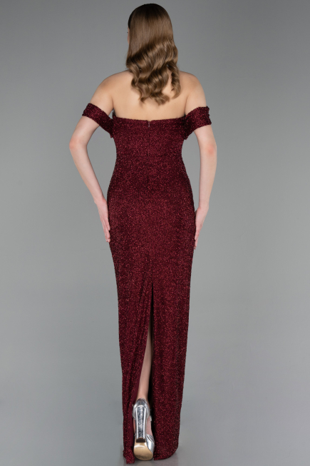 Long Burgundy Beaded Evening Dress ABU6057