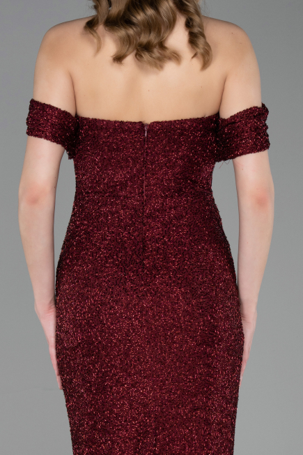 Long Burgundy Beaded Evening Dress ABU6057