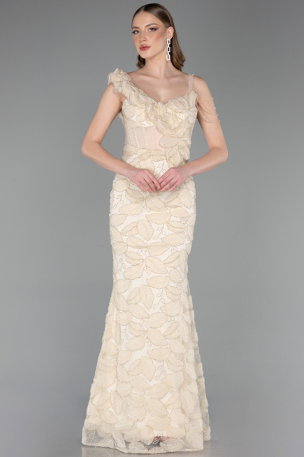 Long Beige Evening Dress ABU6059