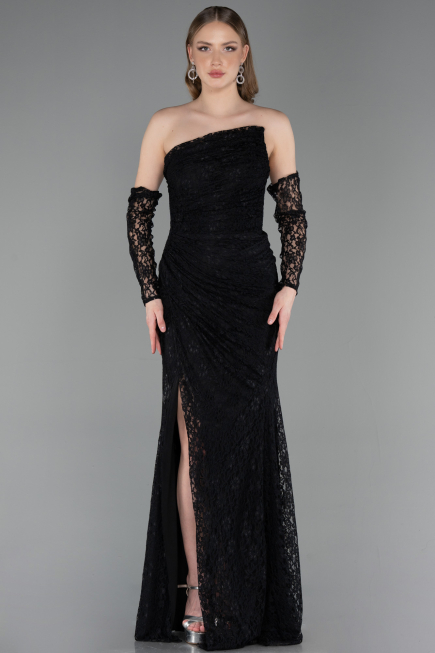Long Black Dantelle Evening Dress ABU6050