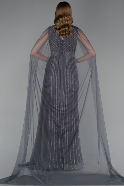 Long Anthracite Stony Evening Dress ABU6052