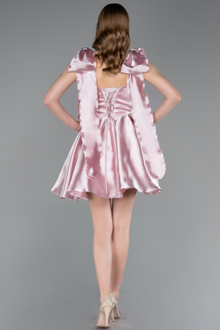 Short Powder Color Satin Cocktail Dress ABK2607