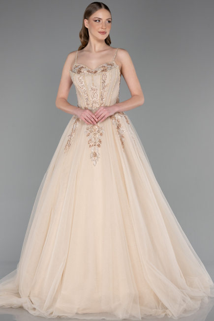 Long Gold Designer Evening Dress ABU6010
