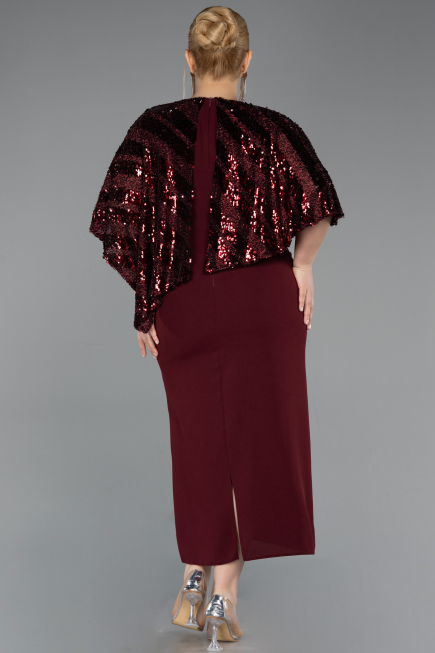 Midi Burgundy Plus Size Evening Gown ABK2609