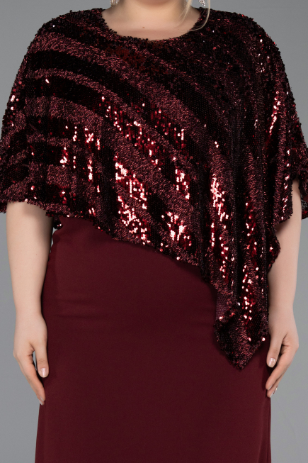 Midi Burgundy Plus Size Evening Gown ABK2609