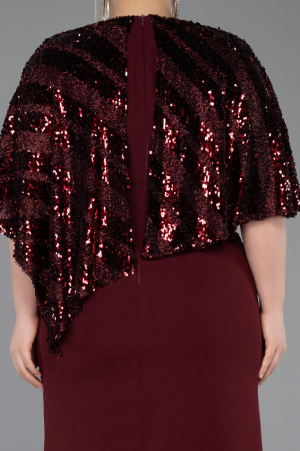 Midi Burgundy Plus Size Evening Gown ABK2609