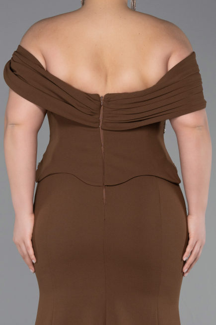 Long Brown Plus Size Evening Dress ABU6047
