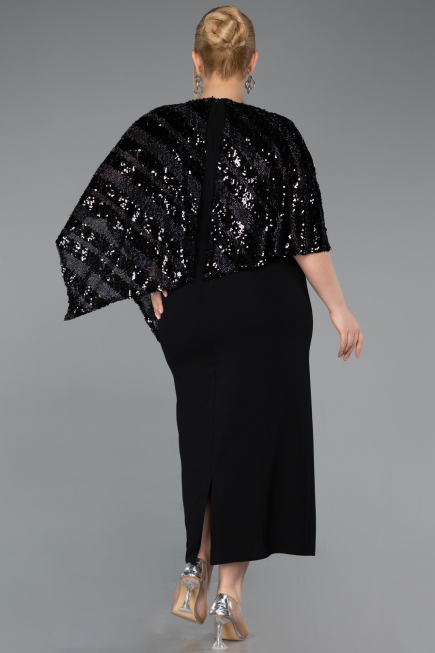 Midi Black Plus Size Evening Gown ABK2609