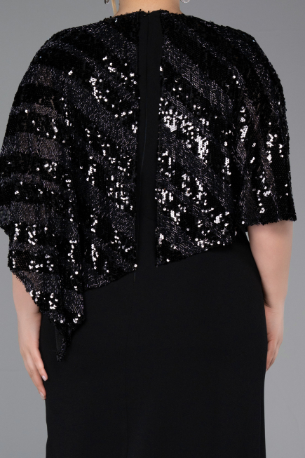 Midi Black Plus Size Evening Gown ABK2609