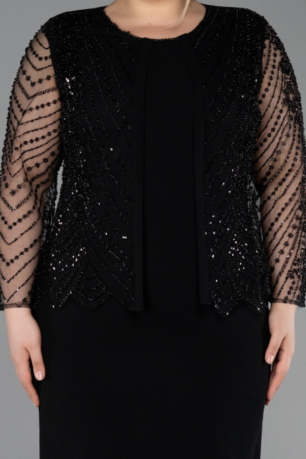 Midi Black Plus Size Evening Gown ABK2417
