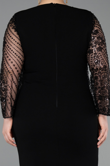 Midi Black Plus Size Evening Gown ABK2417