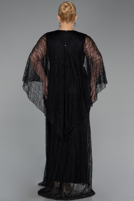 Long Black Dantelle Plus Size Evening Gown ABU6065