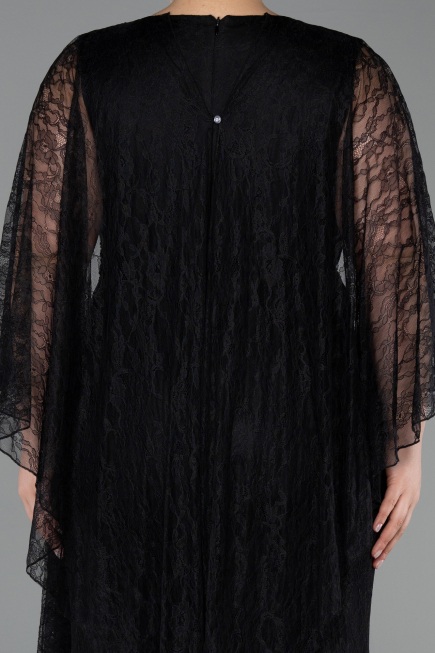 Long Black Dantelle Plus Size Evening Gown ABU6065