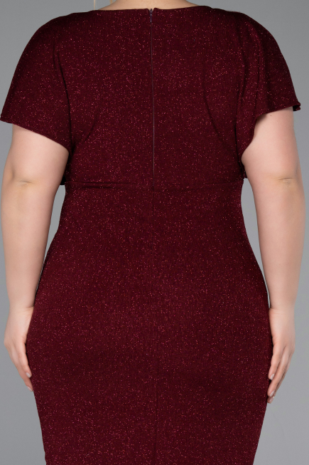 Midi Burgundy Plus Size Evening Gown ABK2535