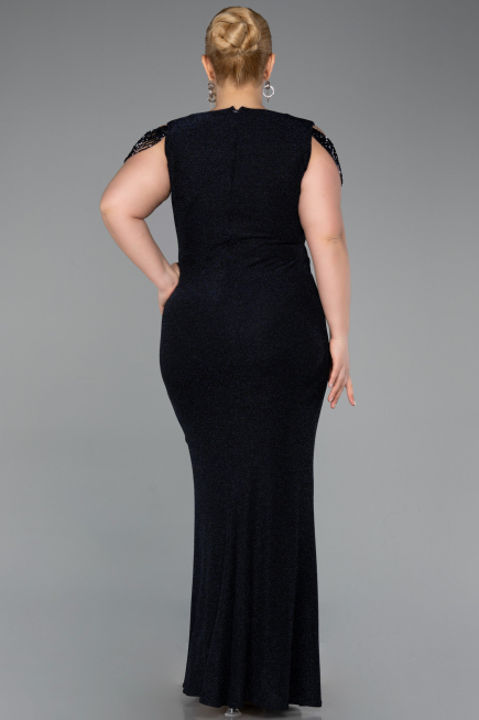 Long Navy Blue Plus Size Evening Gown ABU5731