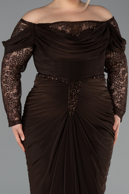 Long Brown Plus Size Evening Dress ABU6069
