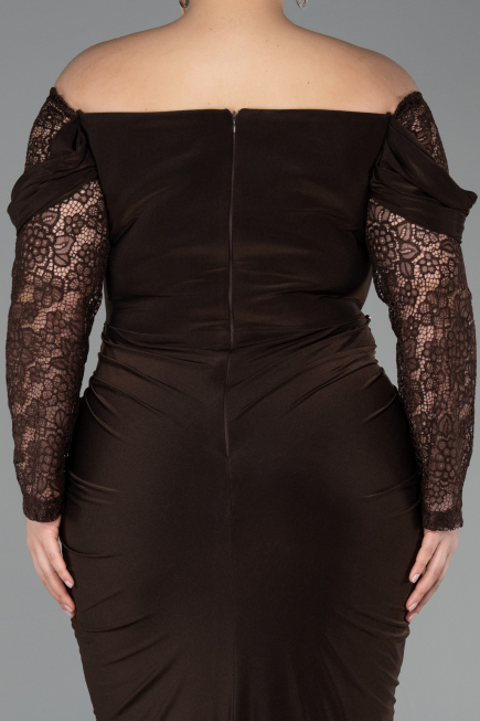 Long Brown Plus Size Evening Dress ABU6069