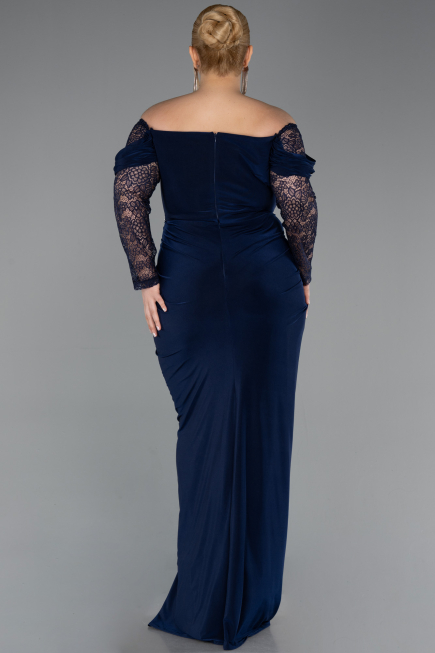 Long Navy Blue Plus Size Evening Dress ABU6069