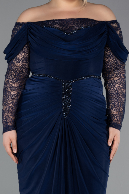 Long Navy Blue Plus Size Evening Dress ABU6069