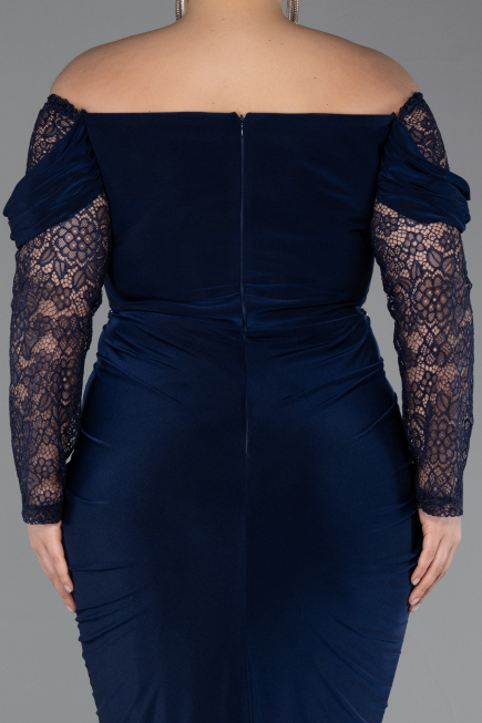Long Navy Blue Plus Size Evening Dress ABU6069