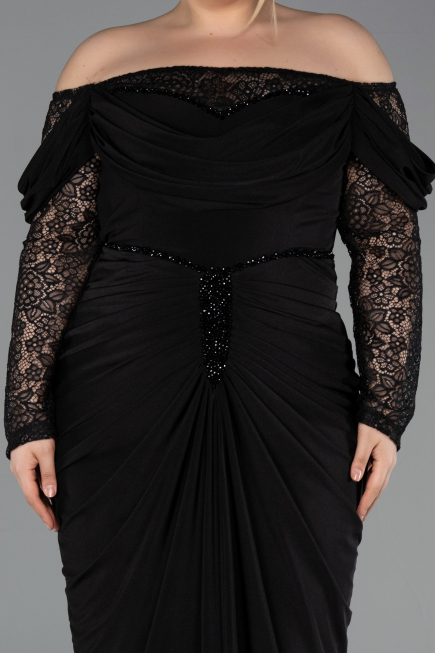 Long Black Plus Size Evening Dress ABU6069