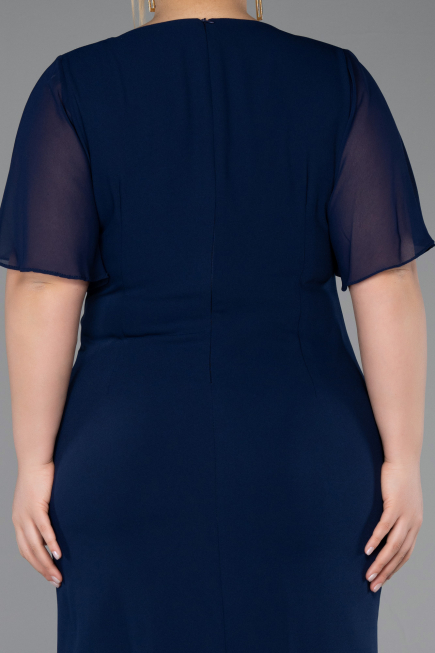 Midi Navy Blue Plus Size Cocktail Dress ABK2401