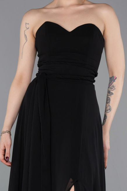 Long Black Chiffon Prom Gown ABU4965