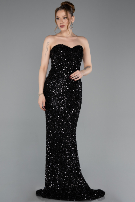 Long Black Scaly Evening Dress ABU6041