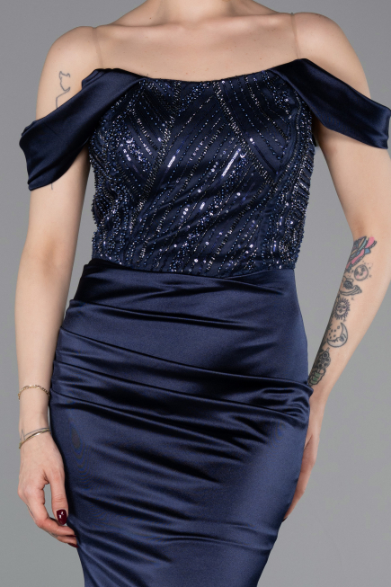 Long Navy Blue Evening Dress ABU6078