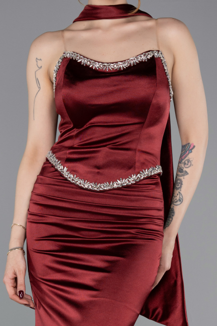 Long Burgundy Prom Gown ABU6079