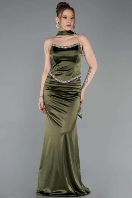 Long Olive Drab Prom Gown ABU6079