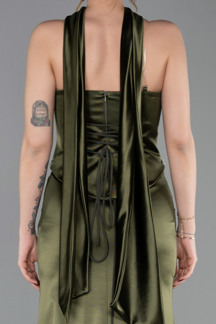Long Olive Drab Prom Gown ABU6079