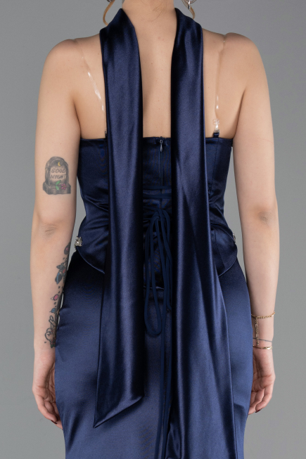 Long Navy Blue Prom Gown ABU6079