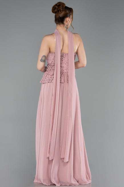 Long Powder Color Chiffon Evening Dress ABU6081