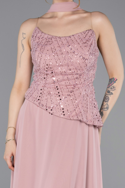 Long Powder Color Chiffon Evening Dress ABU6081
