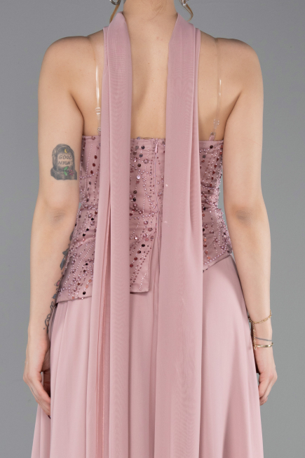 Long Powder Color Chiffon Evening Dress ABU6081