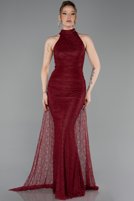 Long Burgundy Dantelle Evening Dress ABU6084