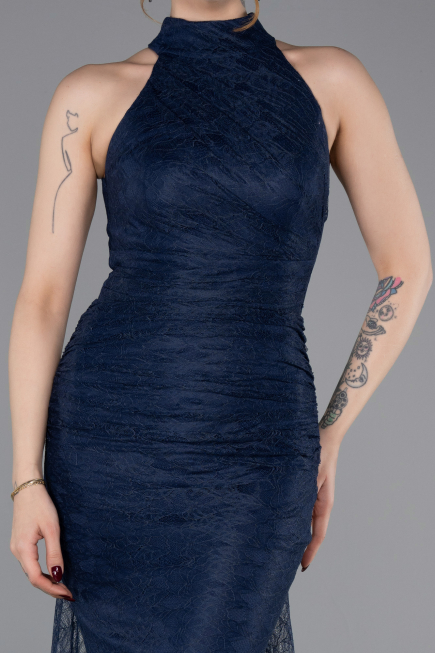 Long Navy Blue Dantelle Evening Dress ABU6084