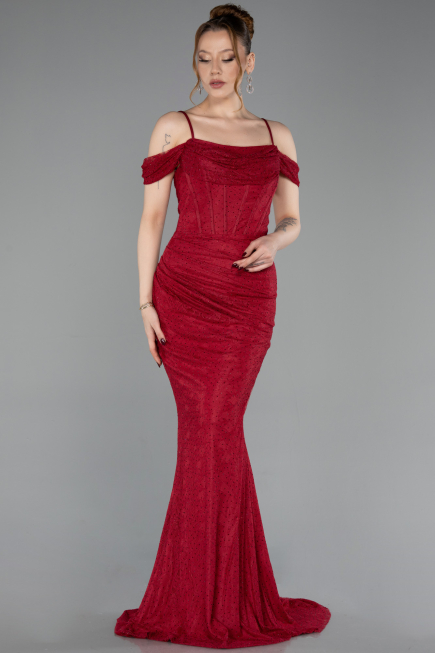 Long Burgundy Dantelle Evening Dress ABU6085