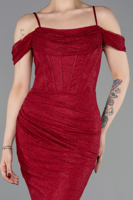 Long Burgundy Dantelle Evening Dress ABU6085