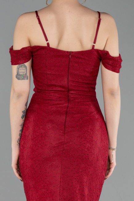 Long Burgundy Dantelle Evening Dress ABU6085