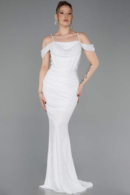 Long White Dantelle Evening Dress ABU6085