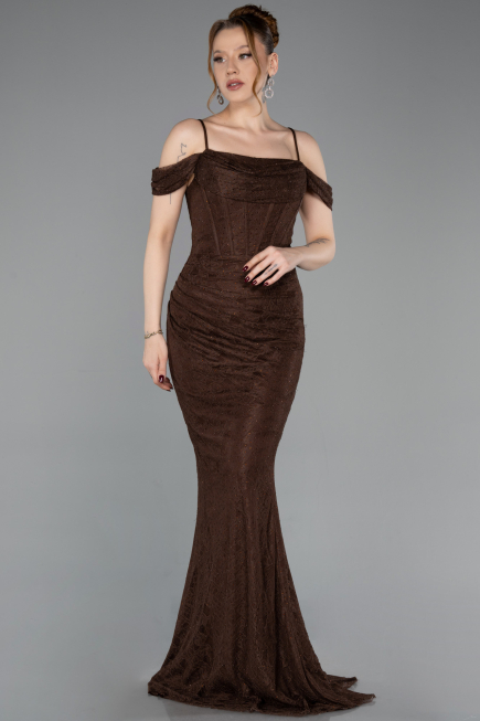 Long Brown Dantelle Evening Dress ABU6085