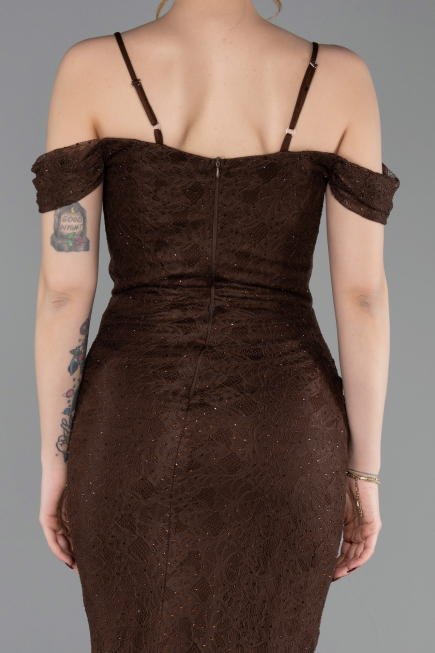 Long Brown Dantelle Evening Dress ABU6085