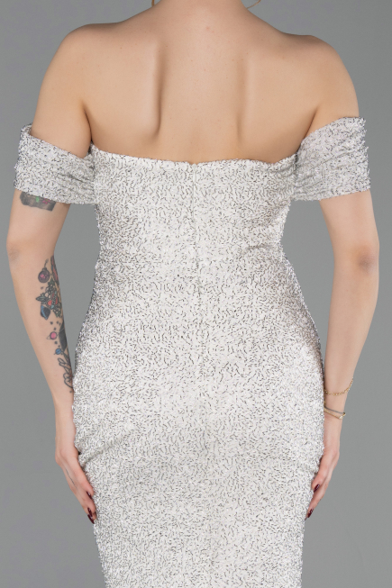 Long Beige Beaded Evening Dress ABU6057