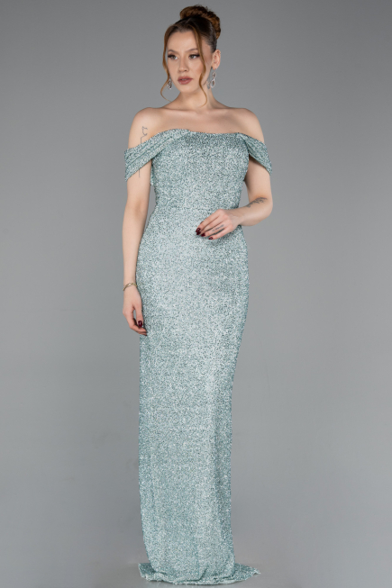 Long Mint Beaded Evening Dress ABU6057